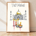 Taj Mahal with Candles - Agra - India - Travel Wall Art Print Poster - Art Print - Travel Art Poster