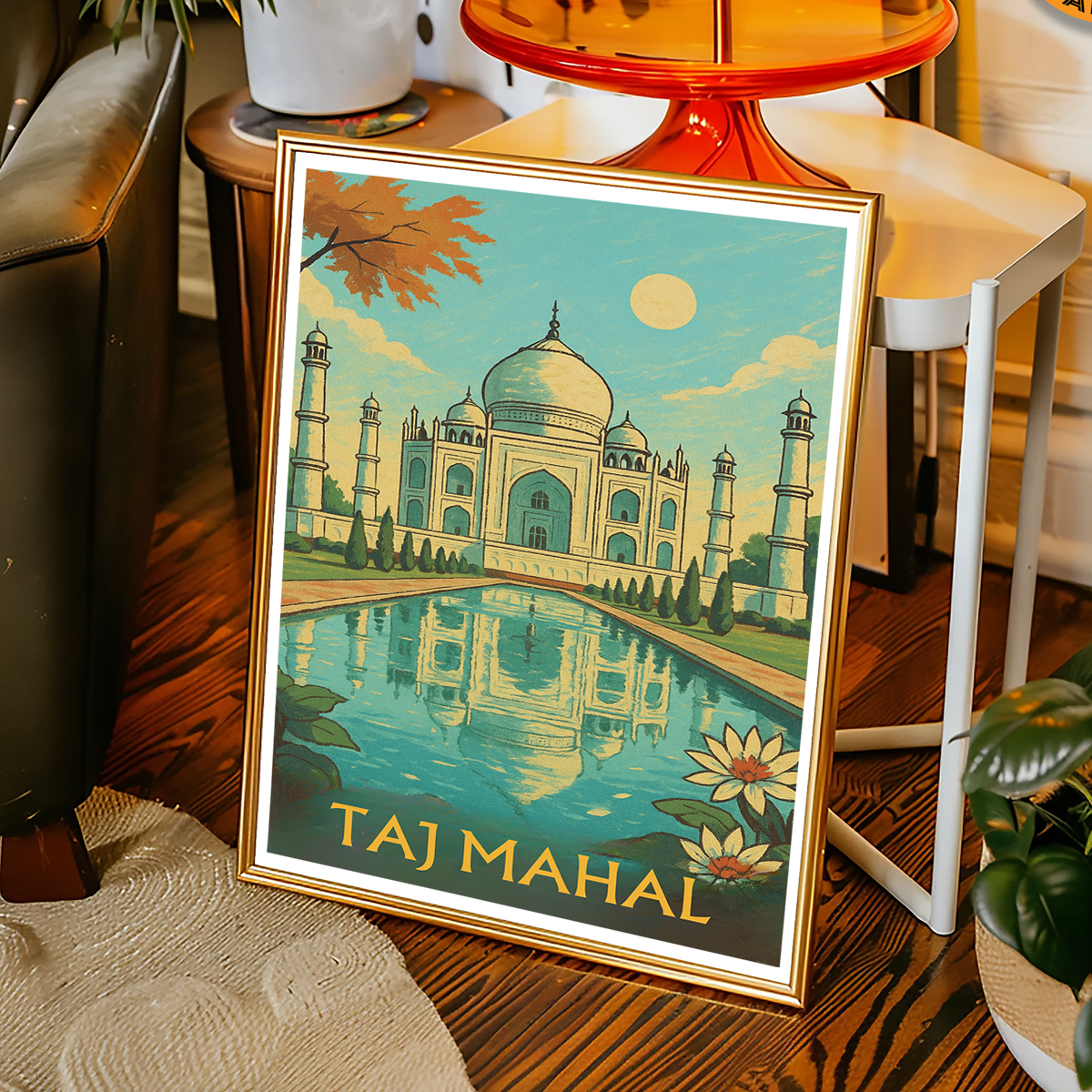 Taj Mahal - Agra - Indian - Travel Wall Art Print Poster - Art Print - Travel Art Poster