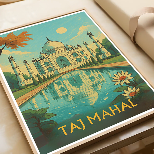 Taj Mahal - Agra - Indian - Travel Wall Art Print Poster - Art Print - Travel Art Poster