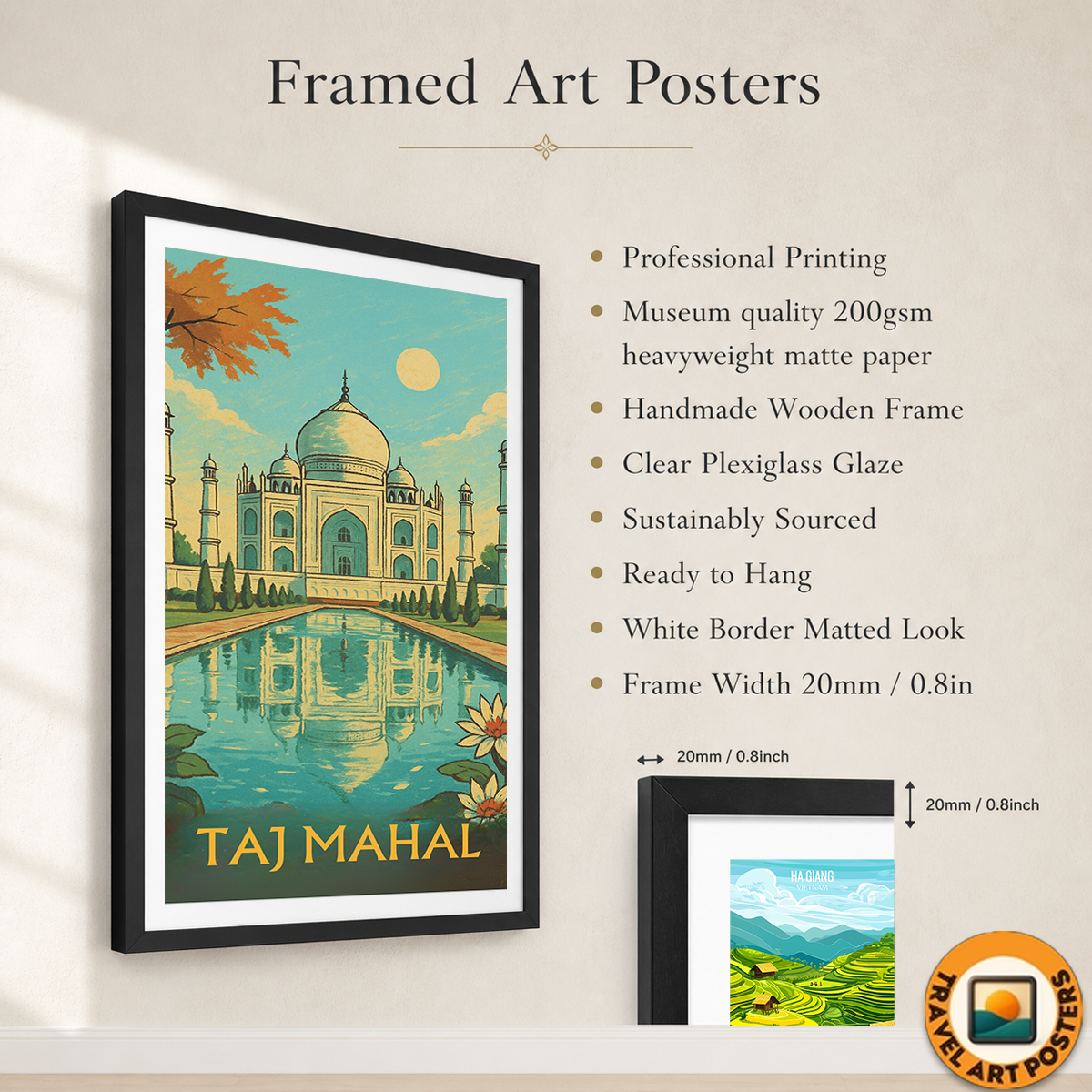 Taj Mahal - Agra - Indian - Travel Wall Art Print Poster - Art Print - Travel Art Poster