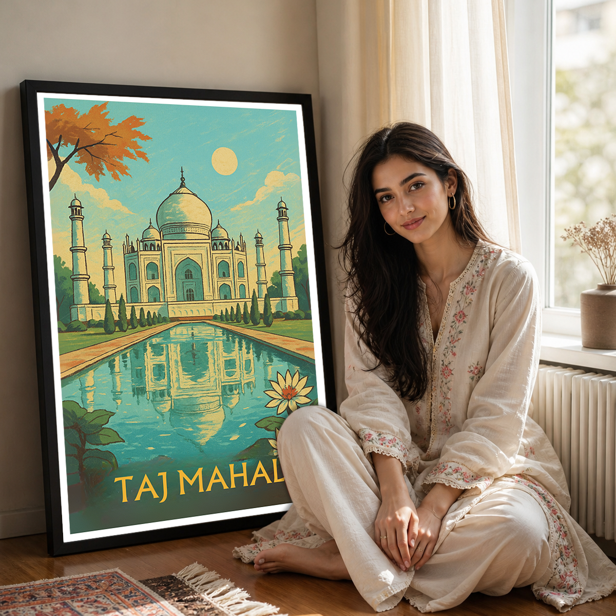 Taj Mahal - Agra - Indian - Travel Wall Art Print Poster - Art Print - Travel Art Poster