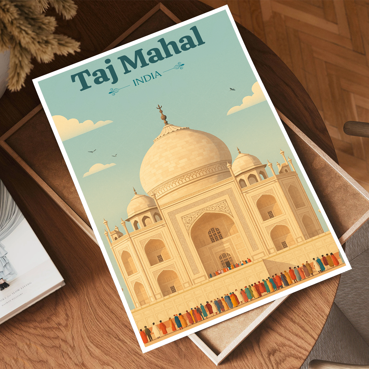 Taj Mahal Teardrop on the Cheek of Time - Agra - Travel Wall Art Print Poster - Art Print - Travel Art Poster