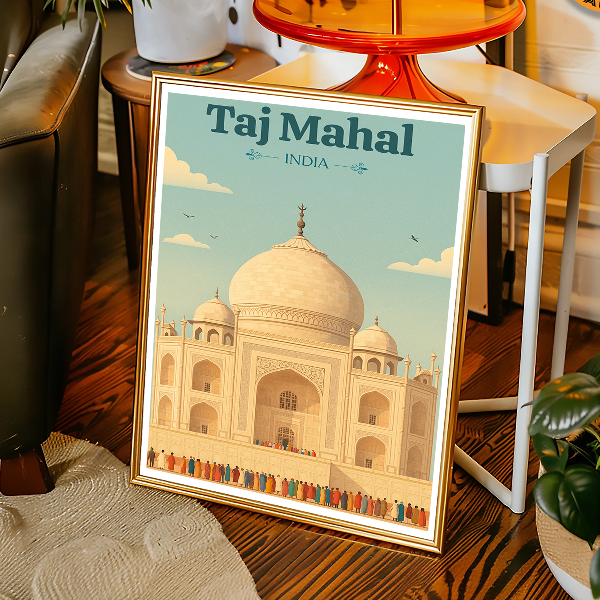Taj Mahal Teardrop on the Cheek of Time - Agra - Travel Wall Art Print Poster - Art Print - Travel Art Poster