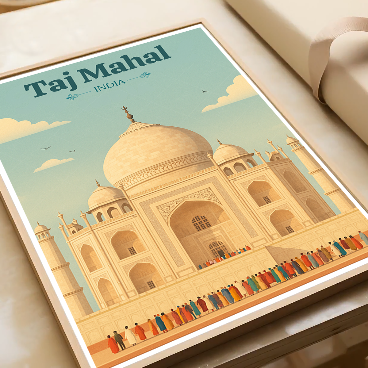Taj Mahal Teardrop on the Cheek of Time - Agra - Travel Wall Art Print Poster - Art Print - Travel Art Poster