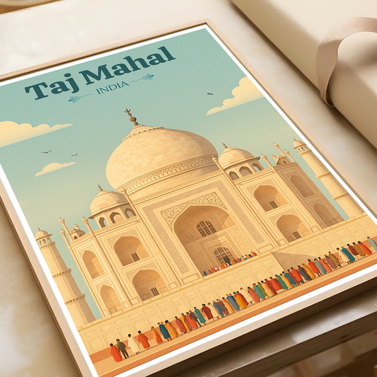 Taj Mahal Teardrop on the Cheek of Time - Agra - Travel Wall Art Print Poster - Art Print - Travel Art Poster