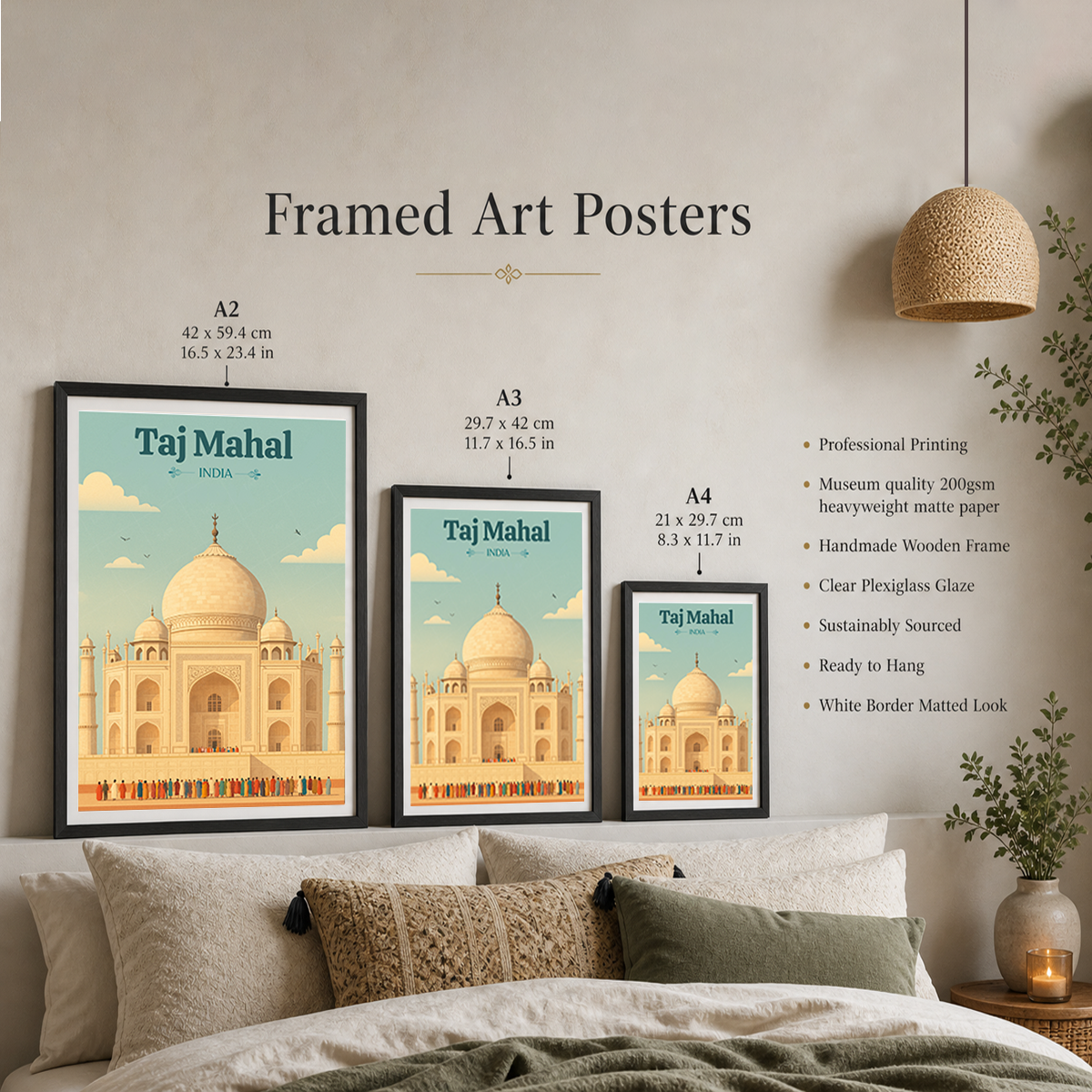 Taj Mahal Teardrop on the Cheek of Time - Agra - Travel Wall Art Print Poster - Art Print - Travel Art Poster