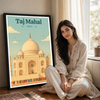 Taj Mahal Teardrop on the Cheek of Time - Agra - Travel Wall Art Print Poster - Art Print - Travel Art Poster