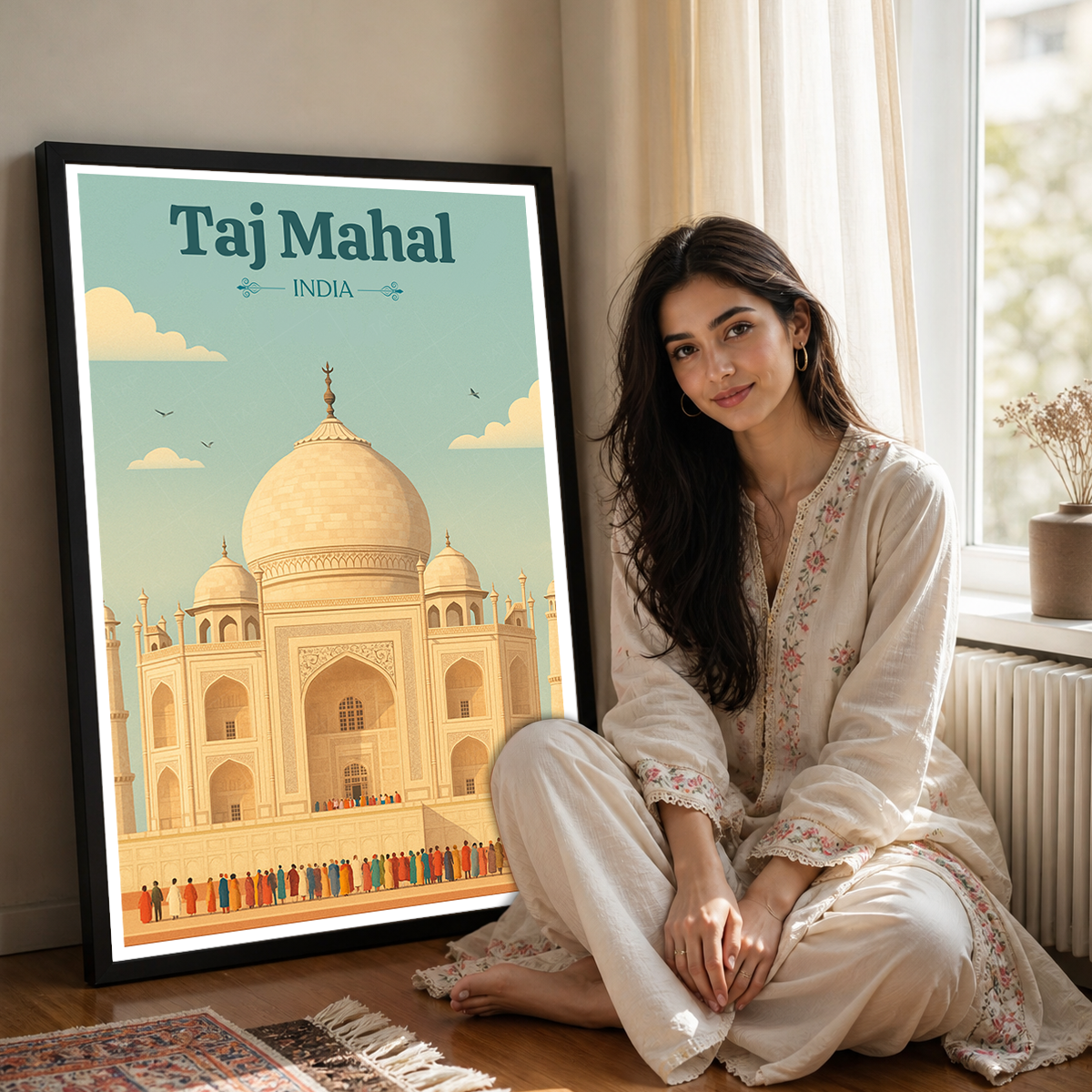 Taj Mahal Teardrop on the Cheek of Time - Agra - Travel Wall Art Print Poster - Art Print - Travel Art Poster