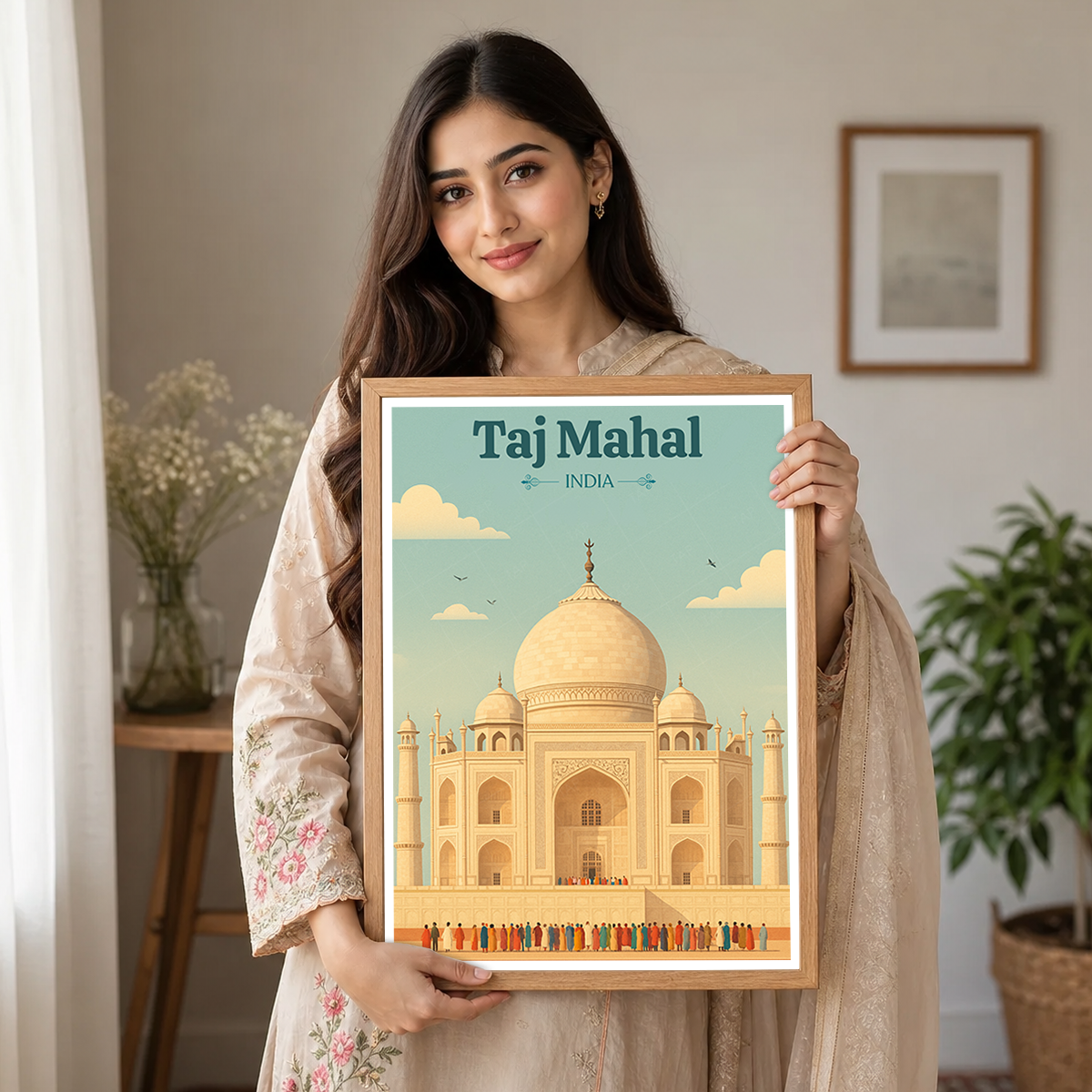 Taj Mahal Teardrop on the Cheek of Time - Agra - Travel Wall Art Print Poster - Art Print - Travel Art Poster