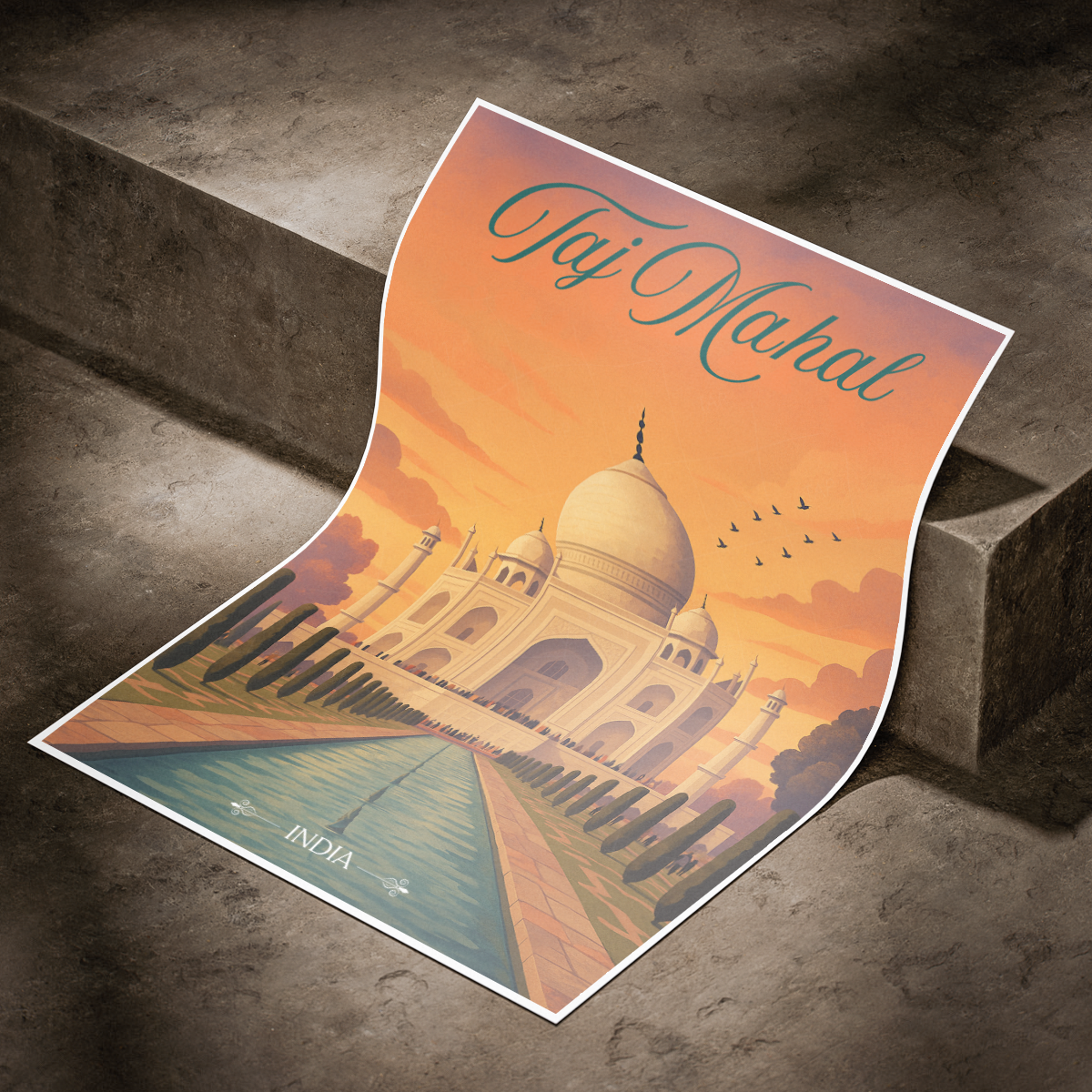 Taj Mahal Love Monument - Agra - Travel Wall Art Print Poster - Art Print - Travel Art Poster