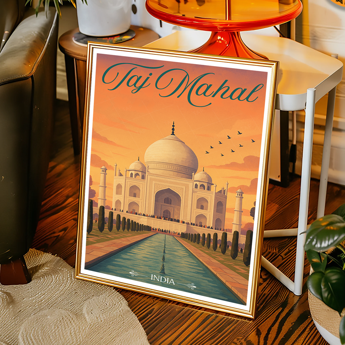 Taj Mahal Love Monument - Agra - Travel Wall Art Print Poster - Art Print - Travel Art Poster