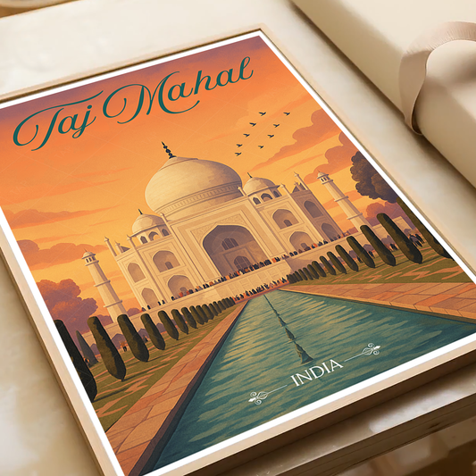 Taj Mahal Love Monument - Agra - Travel Wall Art Print Poster - Art Print - Travel Art Poster