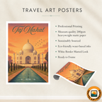 Taj Mahal Love Monument - Agra - Travel Wall Art Print Poster - Art Print - Travel Art Poster