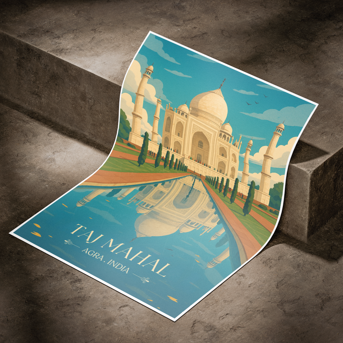 White Palace Taj Mahal - Agra - Travel Wall Art Print Poster - Art Print - Travel Art Poster