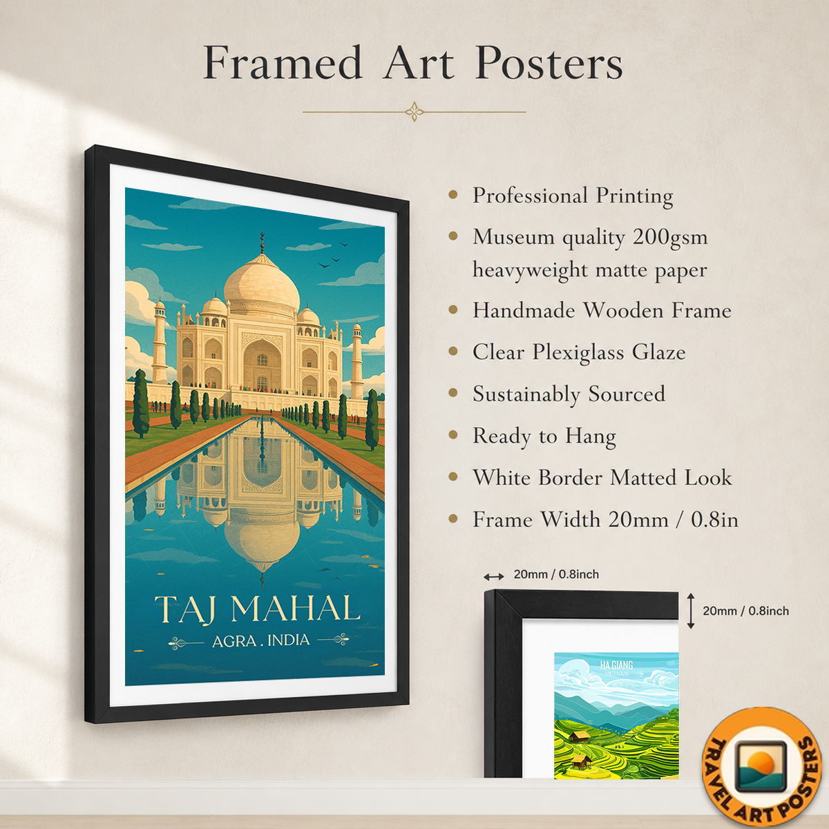 White Palace Taj Mahal - Agra - Travel Wall Art Print Poster - Art Print - Travel Art Poster