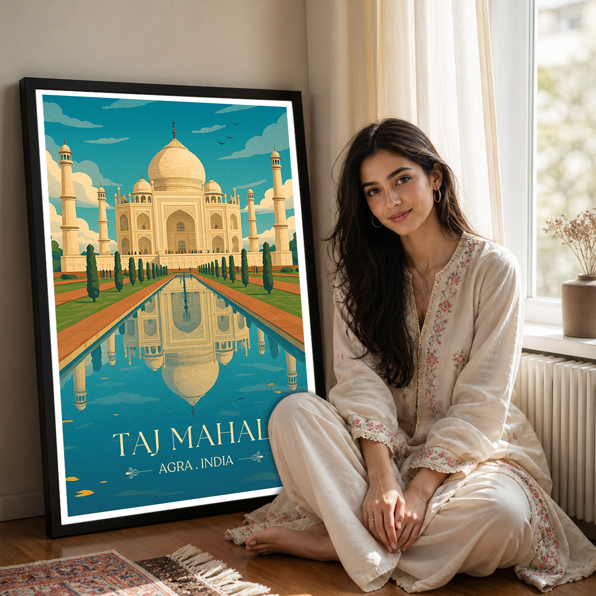 White Palace Taj Mahal - Agra - Travel Wall Art Print Poster - Art Print - Travel Art Poster