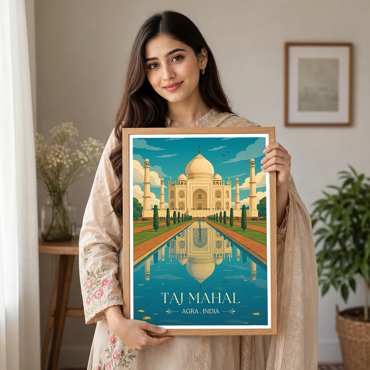 White Palace Taj Mahal - Agra - Travel Wall Art Print Poster - Art Print - Travel Art Poster