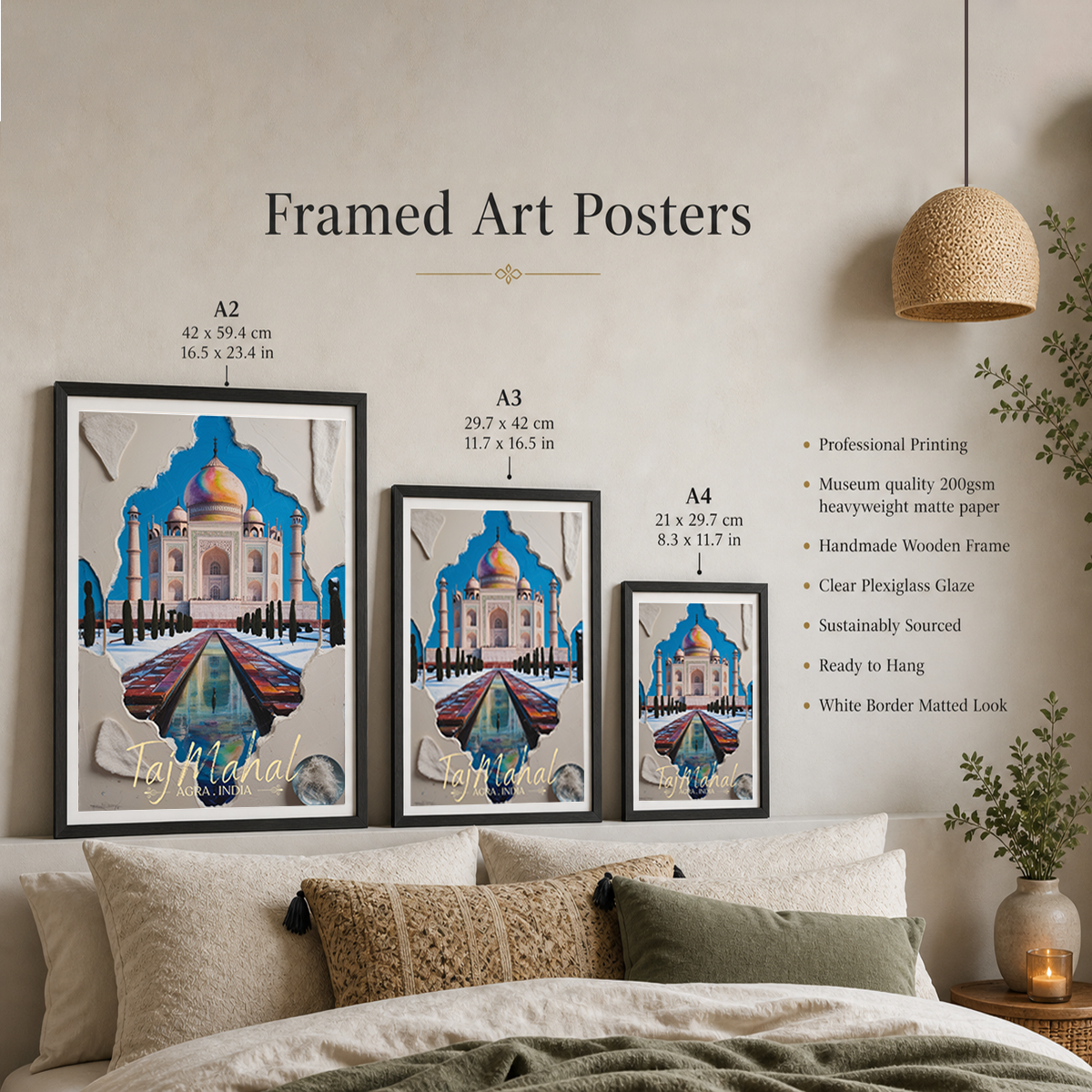 Taj Mahal - Agra - India - Travel Wall Art Print Poster - Art Print - Travel Art Poster