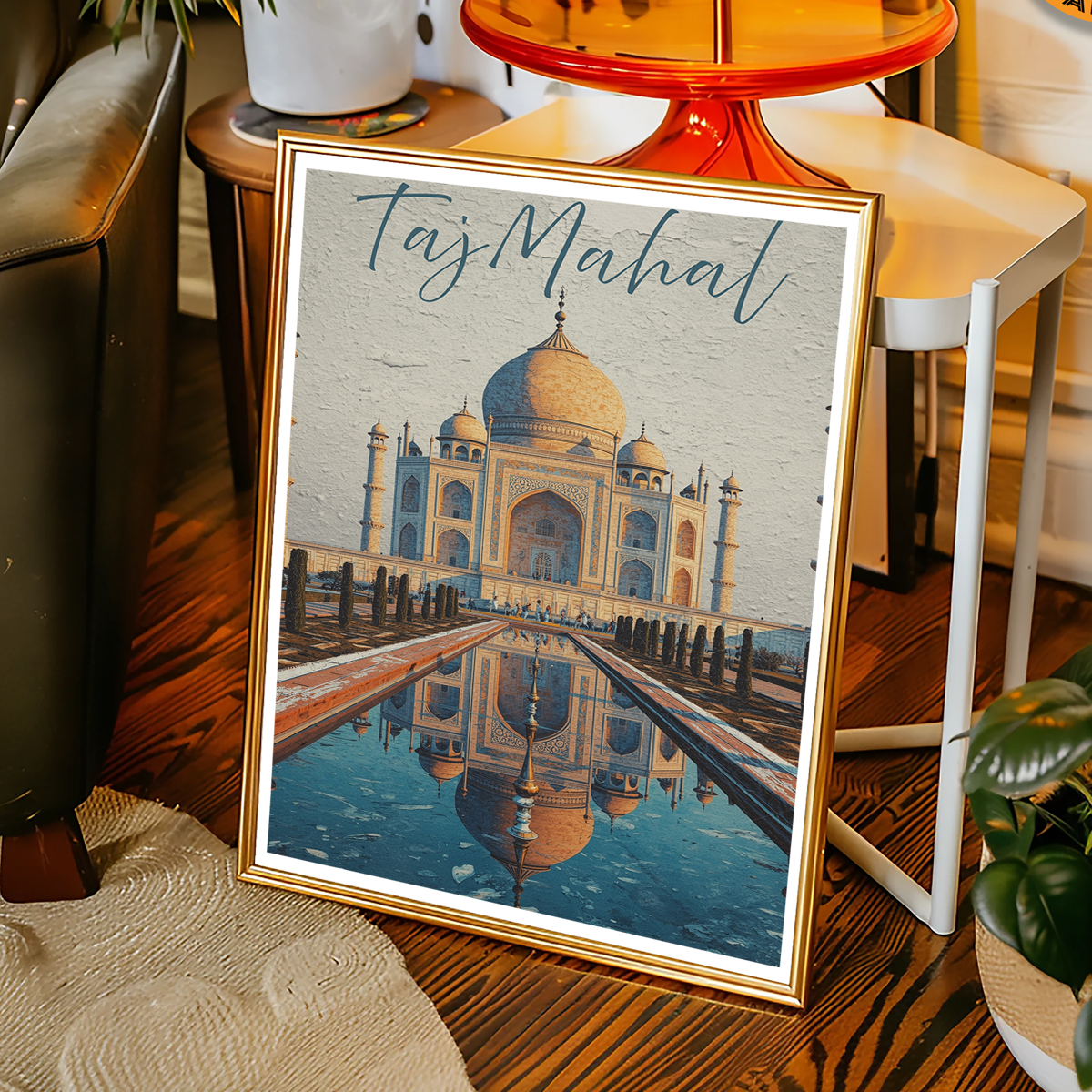 The Taj Mahal - Agra - Travel Wall Art Print Poster - Art Print - Travel Art Poster