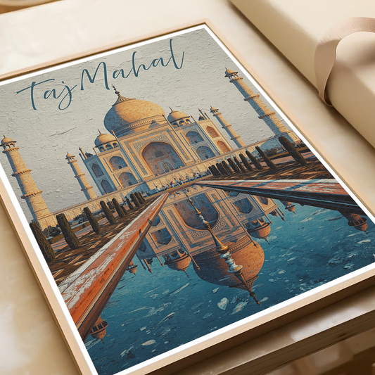The Taj Mahal - Agra - Travel Wall Art Print Poster - Art Print - Travel Art Poster