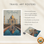 The Taj Mahal - Agra - Travel Wall Art Print Poster - Art Print - Travel Art Poster
