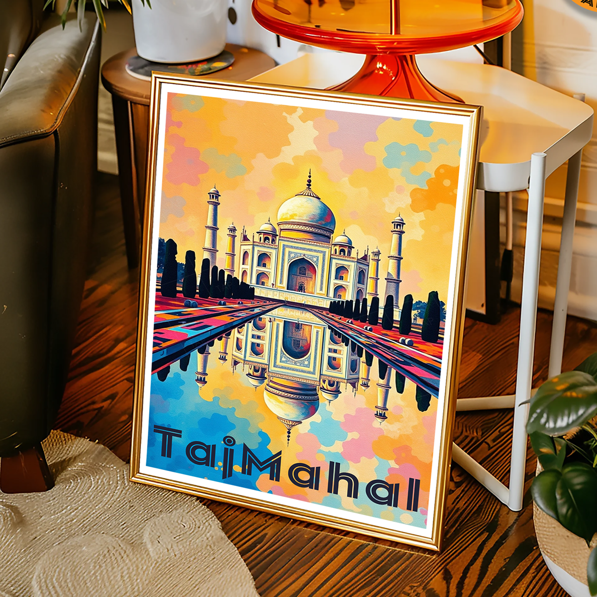 The Taj White Pearl - Agra - India - Travel Wall Art Print Poster - Art Print - Travel Art Poster
