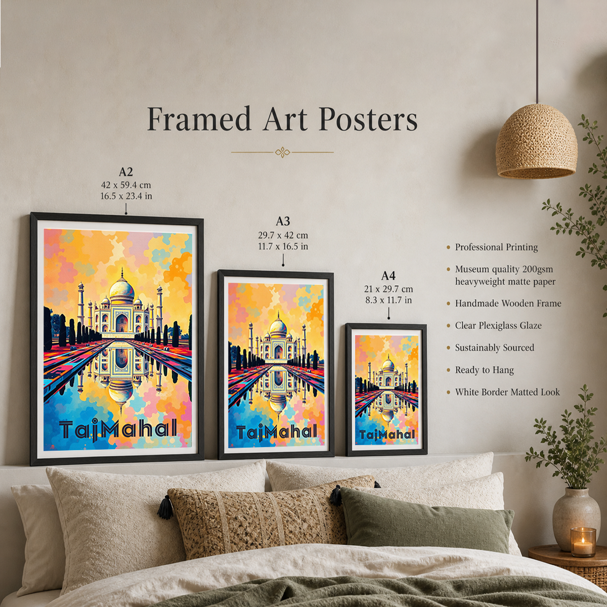 The Taj White Pearl - Agra - India - Travel Wall Art Print Poster - Art Print - Travel Art Poster