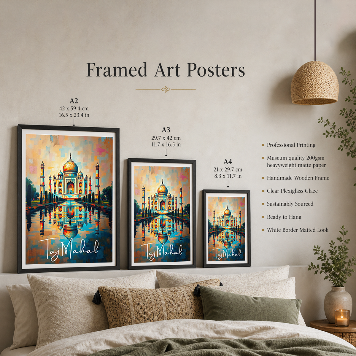 Beautiful Taj Mahal - Agra - India - Travel Wall Art Print Poster - Art Print - Travel Art Poster