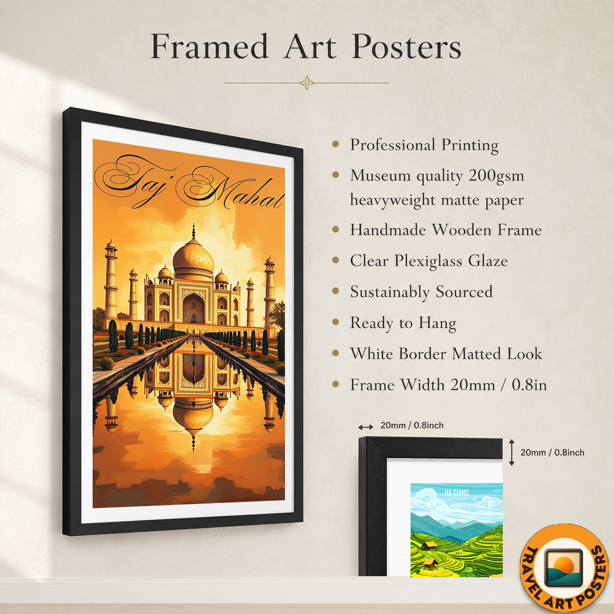 Love of Taj Mahal - Agra - India - Travel Wall Art Print Poster - Art Print - Travel Art Poster