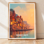 Varanasi Ghats - Uttar Paradesh - India - Travel Wall Art Print Poster - Art Print - Travel Art Poster