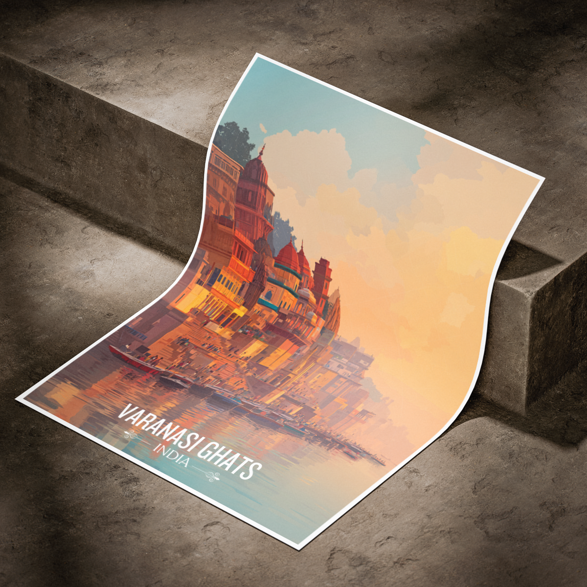 Varanasi Ghats - Uttar Paradesh - India - Travel Wall Art Print Poster - Art Print - Travel Art Poster