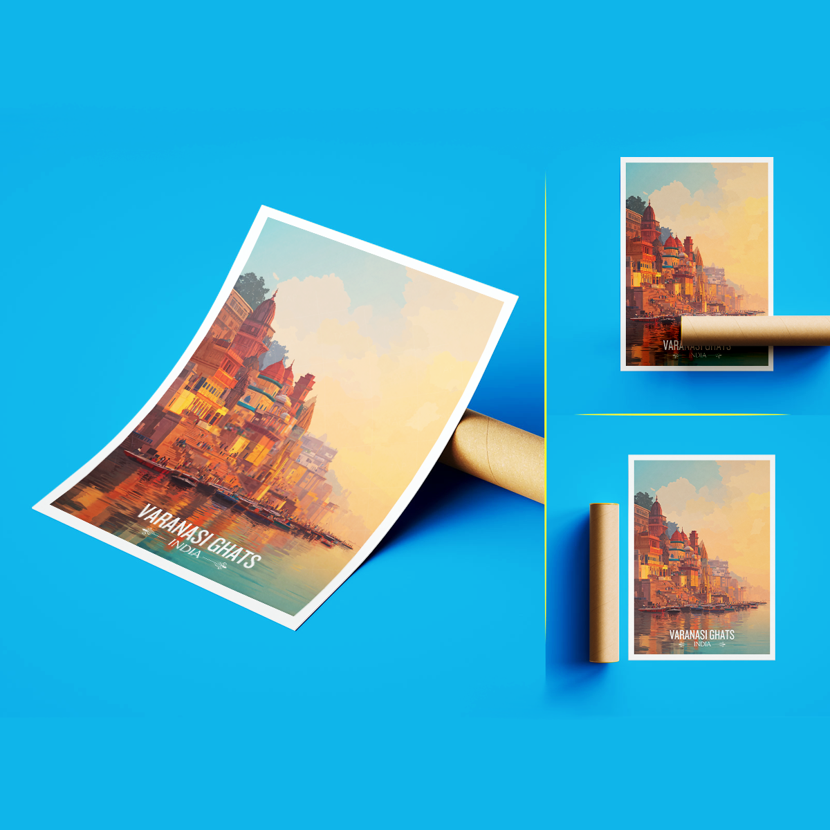 Varanasi Ghats - Uttar Paradesh - India - Travel Wall Art Print Poster - Art Print - Travel Art Poster