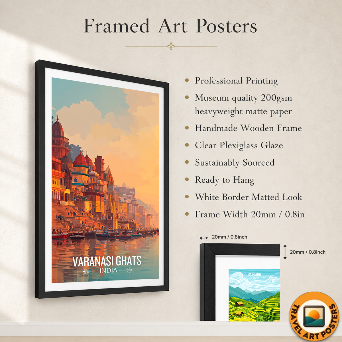 Varanasi Ghats - Uttar Paradesh - India - Travel Wall Art Print Poster - Art Print - Travel Art Poster
