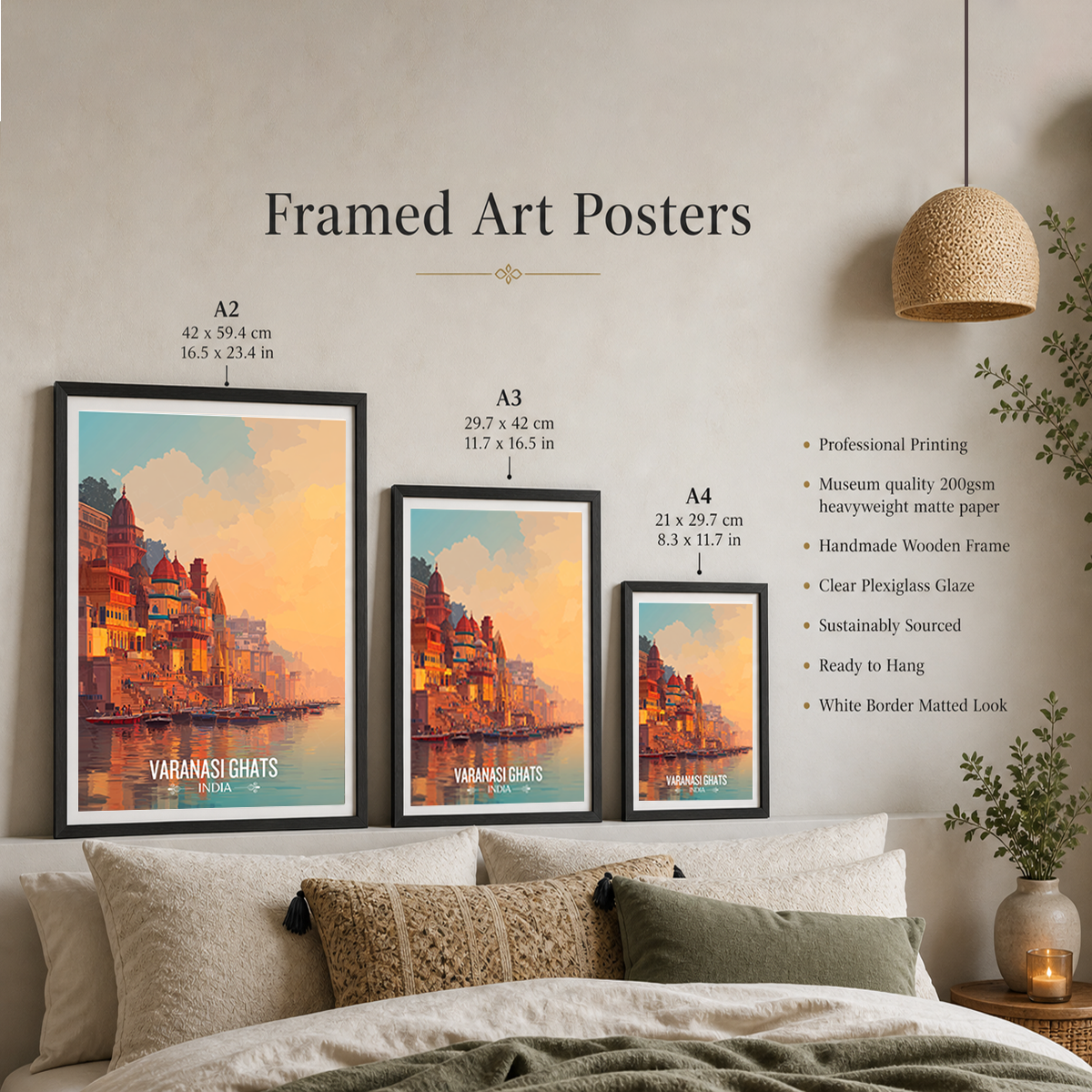 Varanasi Ghats - Uttar Paradesh - India - Travel Wall Art Print Poster - Art Print - Travel Art Poster