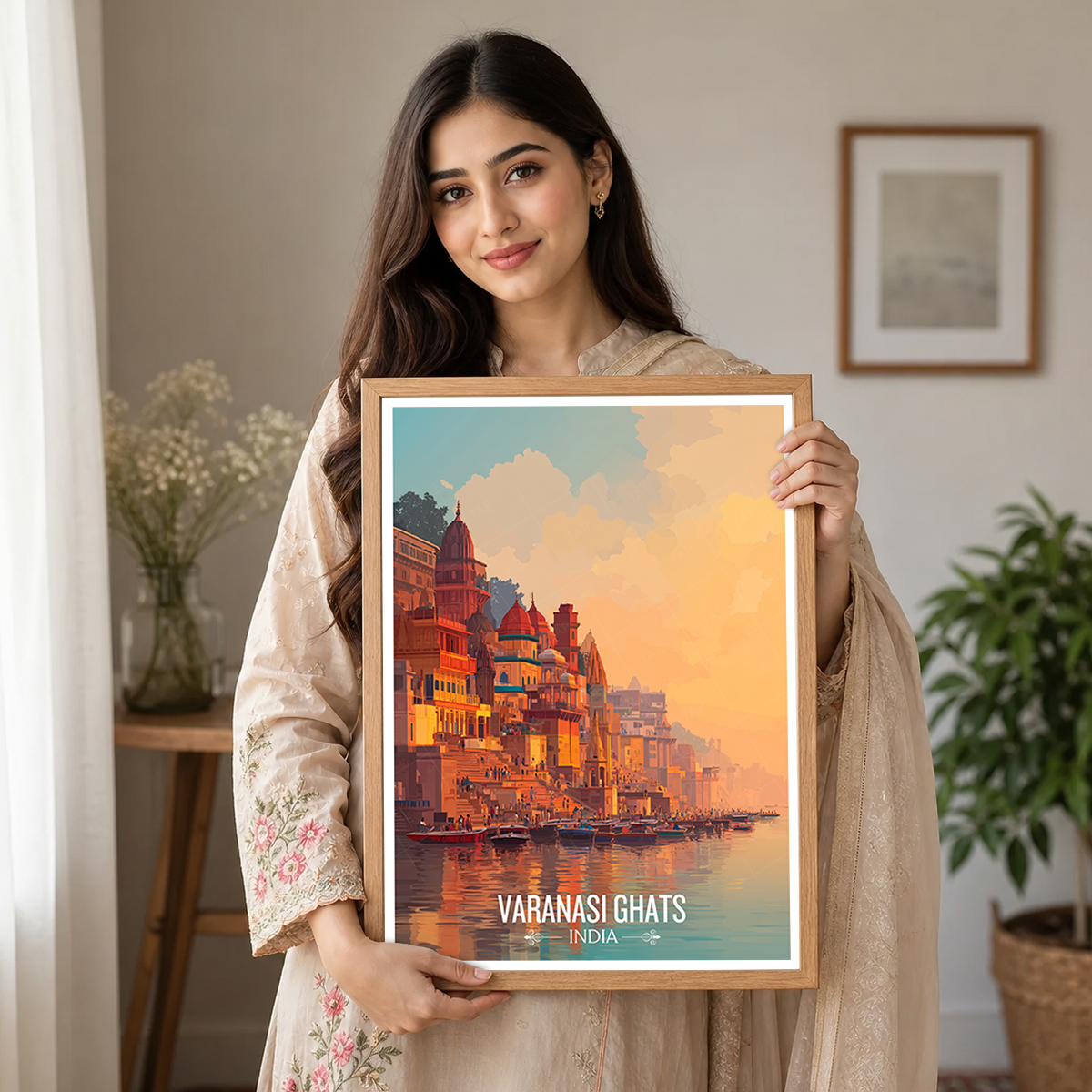 Varanasi Ghats - Uttar Paradesh - India - Travel Wall Art Print Poster - Art Print - Travel Art Poster