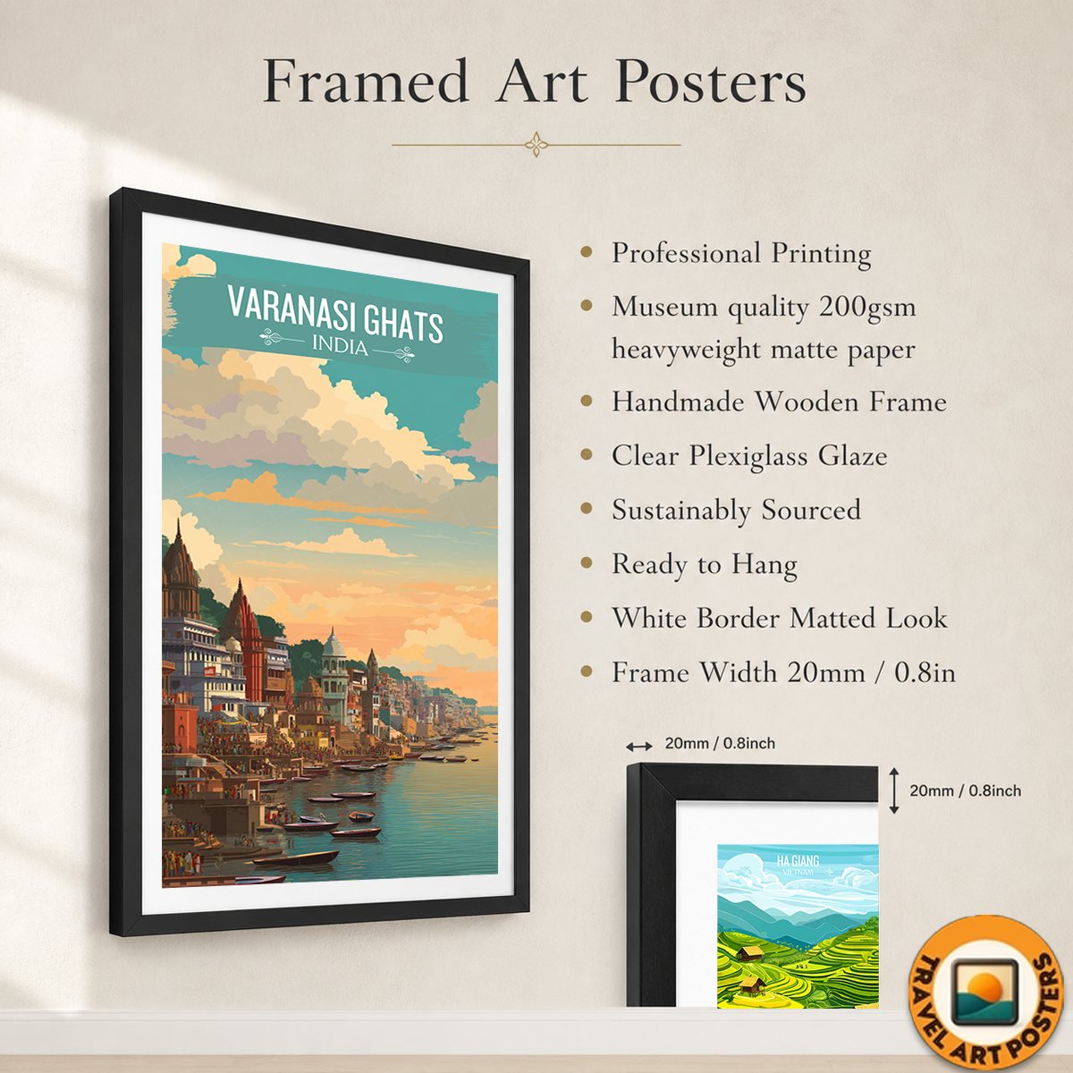 Vibrant Varanasi Ghats - Uttar Paradesh - India - Travel Wall Art Print Poster - Art Print - Travel Art Poster
