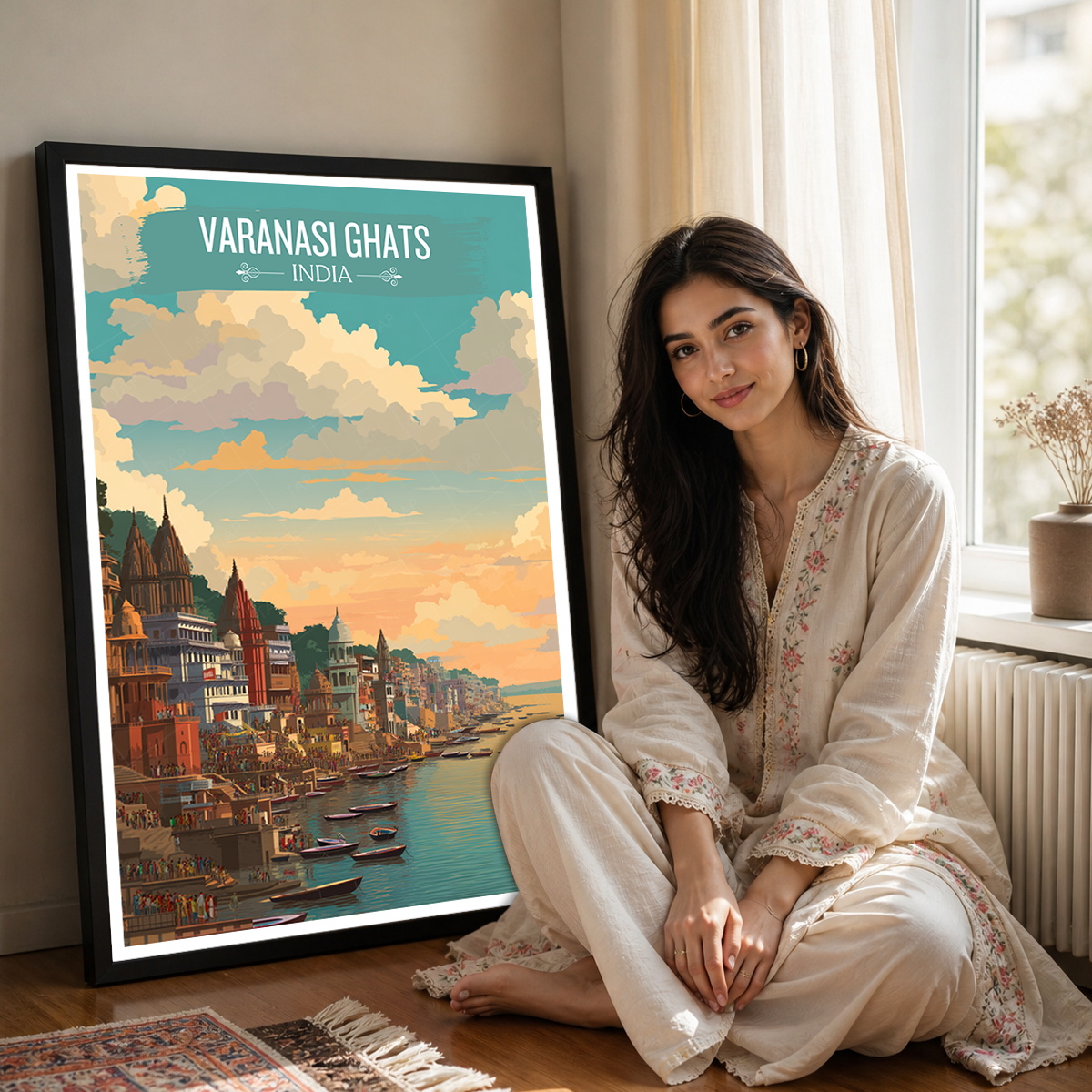 Vibrant Varanasi Ghats - Uttar Paradesh - India - Travel Wall Art Print Poster - Art Print - Travel Art Poster