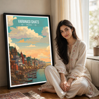 Vibrant Varanasi Ghats - Uttar Paradesh - India - Travel Wall Art Print Poster - Art Print - Travel Art Poster