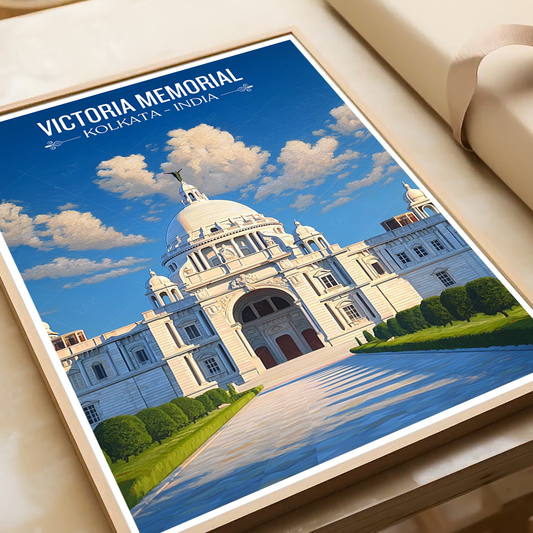 Historical Victoria Memorial - Kolkata - India - Travel Wall Art Print Poster - Art Print - Travel Art Poster