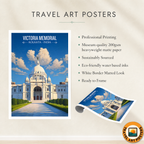 Historical Victoria Memorial - Kolkata - India - Travel Wall Art Print Poster - Art Print - Travel Art Poster