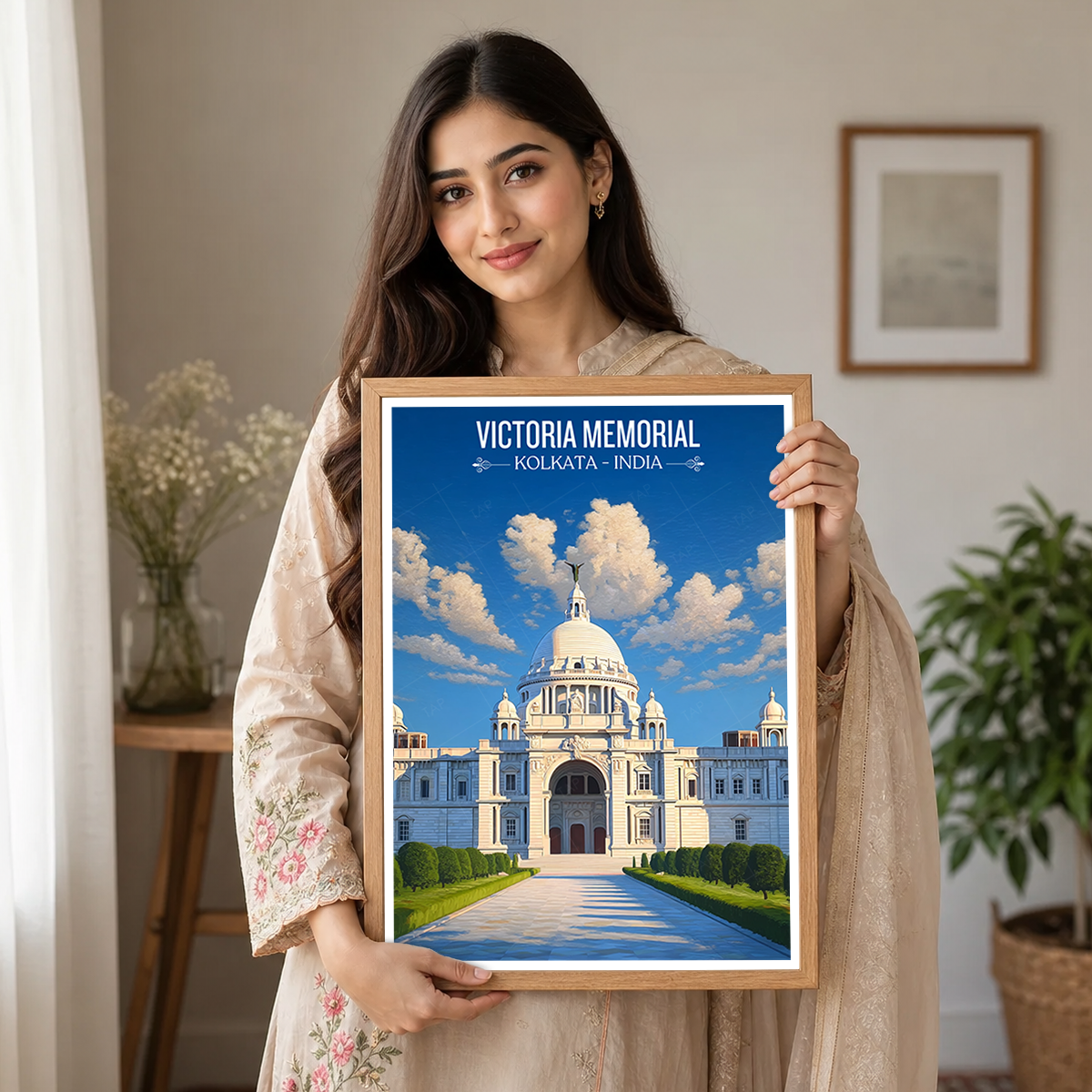Historical Victoria Memorial - Kolkata - India - Travel Wall Art Print Poster - Art Print - Travel Art Poster