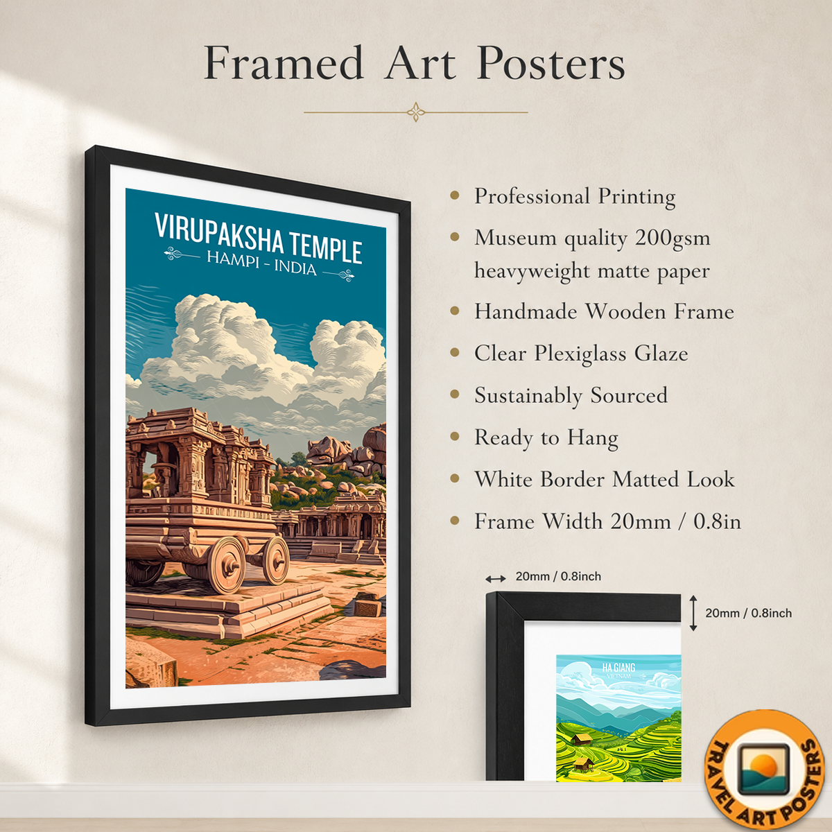 Virupaksha Temple - Hampi - India - Travel Wall Art Print Poster - Art Print - Travel Art Poster