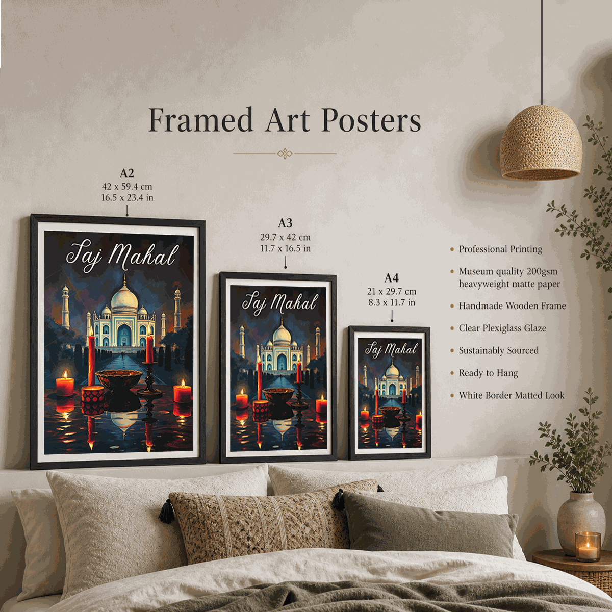 Taj Mahal travel poster – artwork presentation view 4