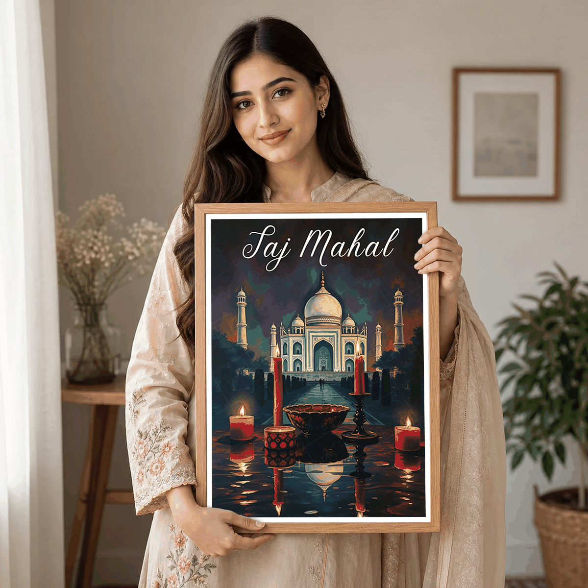 Taj Mahal travel poster – artwork presentation view 6