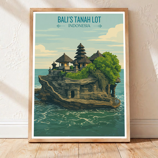 Bali's Tanah Lot - Indonesia - Travel Art Wall Deco Poster - Art Print - Travel Art Poster