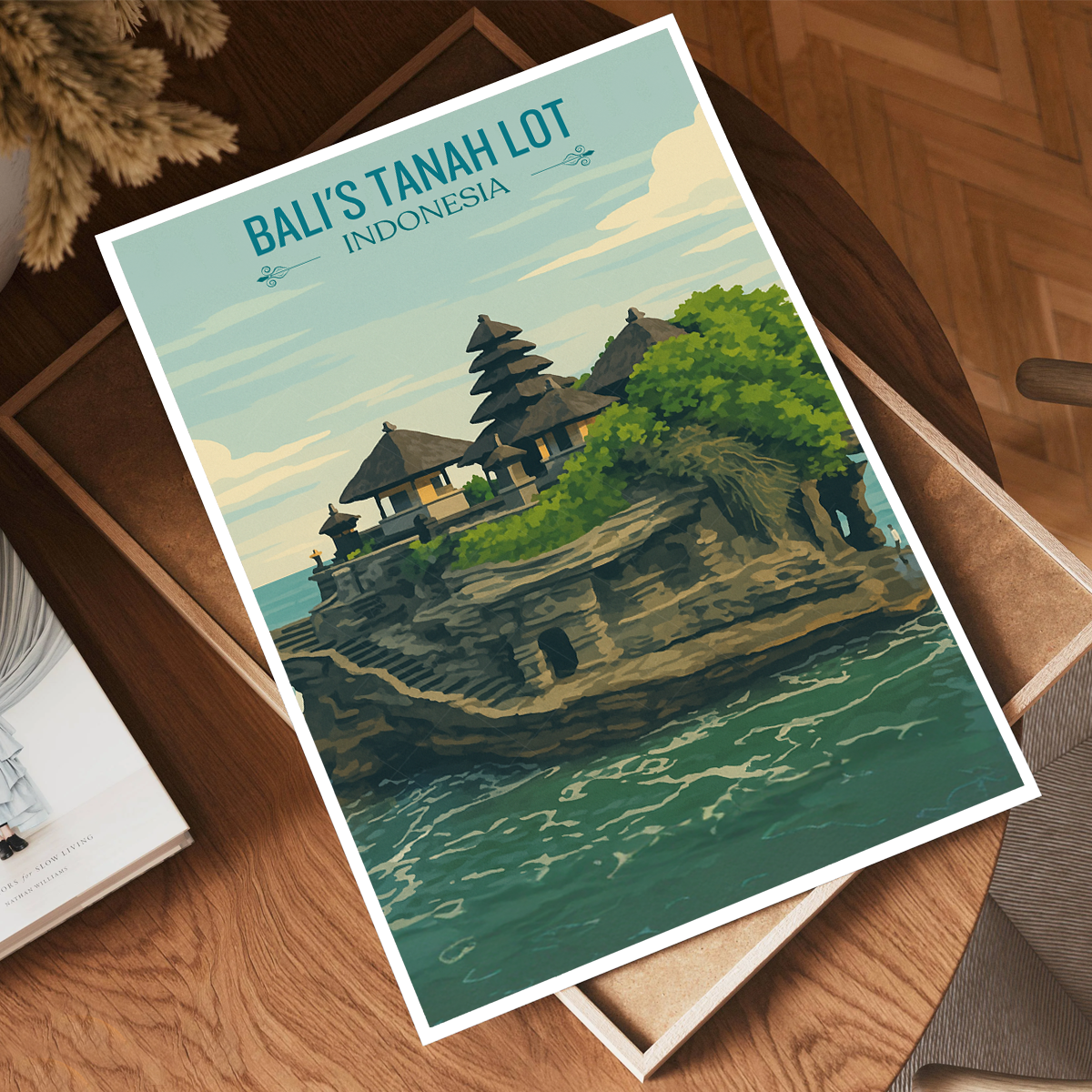 Bali's Tanah Lot - Indonesia - Travel Art Wall Deco Poster - Art Print - Travel Art Poster