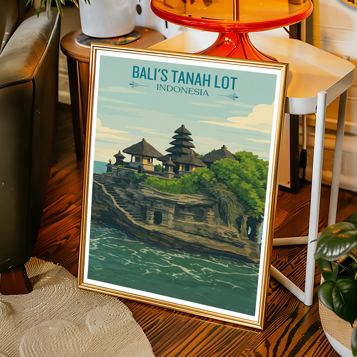 Bali's Tanah Lot - Indonesia - Travel Art Wall Deco Poster - Art Print - Travel Art Poster