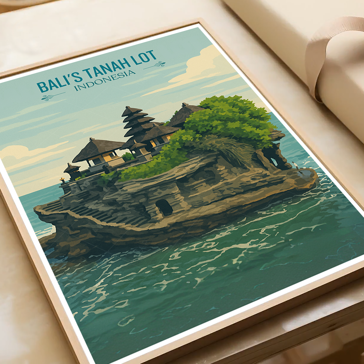 Bali's Tanah Lot - Indonesia - Travel Art Wall Deco Poster - Art Print - Travel Art Poster