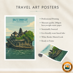 Bali's Tanah Lot - Indonesia - Travel Art Wall Deco Poster - Art Print - Travel Art Poster