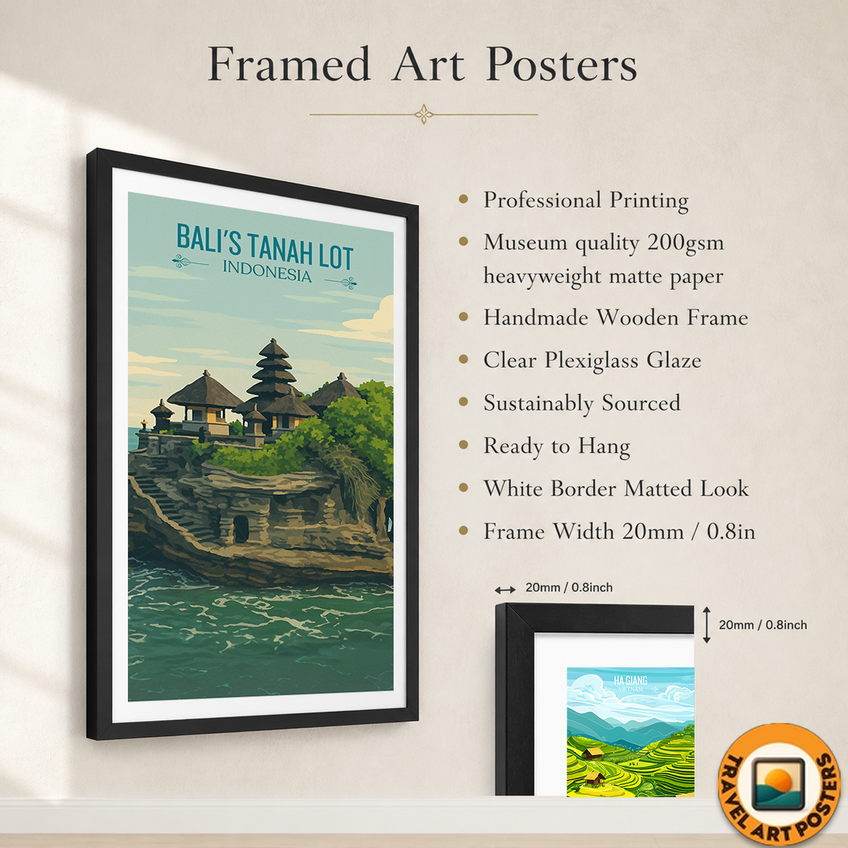 Bali's Tanah Lot - Indonesia - Travel Art Wall Deco Poster - Art Print - Travel Art Poster